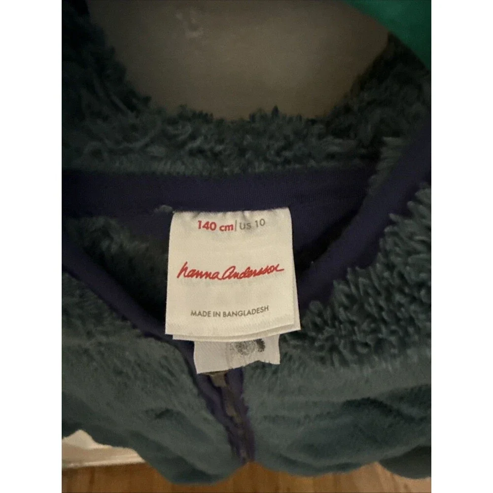 Hanna Andersson Unisex Fleece Jacket Green Long Sleeve Zip Kids 10